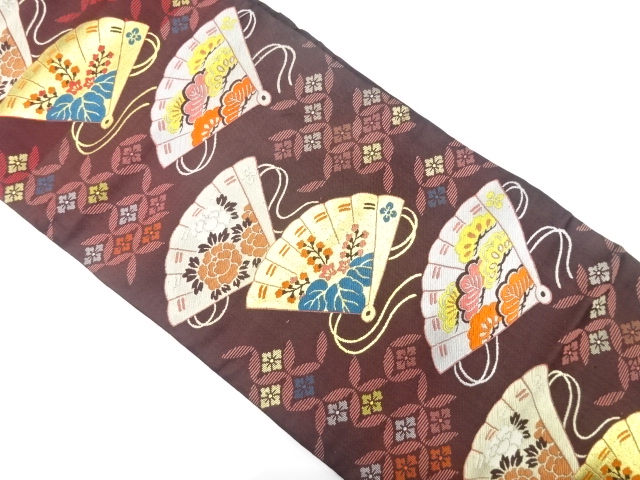 JAPANESE KIMONO / ANTIQUE NAGOYA OBI / WOVEN SHIPPO PATTERN